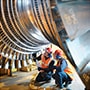 engineers working on turbine